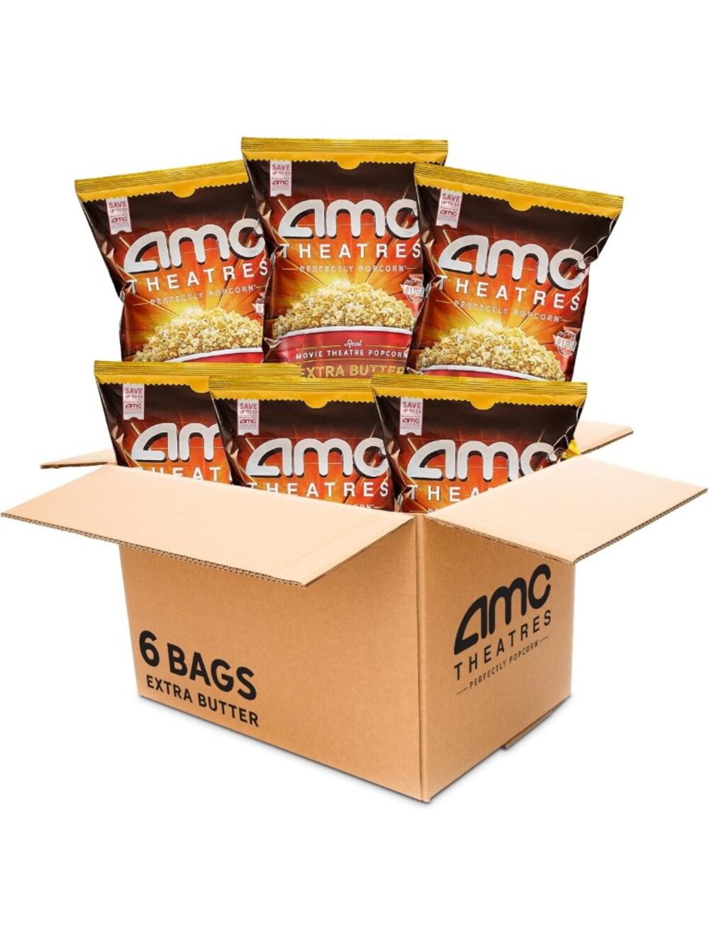 Ready to Eat Extra Butter Popcorn, 5.2 oz Bags, Perfect Movie Snack, 6 Count